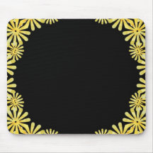 Gula blommor på svart design musmatta