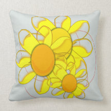 Gula Retro blommor Kudde