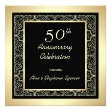 Guld- 50th bröllopsdaginbjudningar