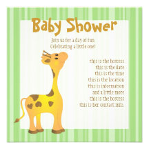 Guld- babygiraff individuella inbjudningskort