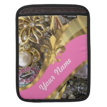 Guld- bling fleur de lys iPad sleeve