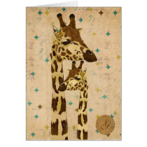 Guld- brons giraffmonogramen Notecard kort