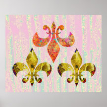 Guld- dekorationer Fleur-de-Lis Print