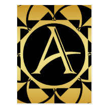 GULD- DEKORATIVT MONOGRAMBREV A VYKORT