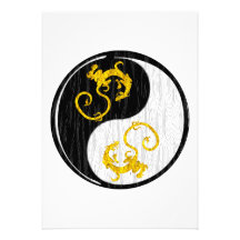 Guld- drake Yin Yang Anpassningsbara Inbjudningskort