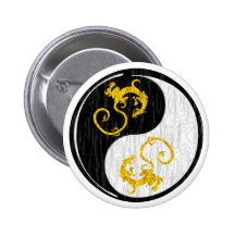 Guld- drake Yin Yang Knappar Med Nål