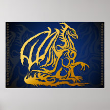 Guld- draketryck posters