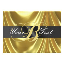 Guld- elegantt Monogrambrev B Anpassningsbara Inbjudningskort