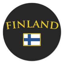 Guld- Finland Rund Klistermärke