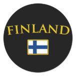Guld- Finland Rund Klistermärke