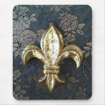 Guld- Fleur de lis på det blom- trycket Mousepad Musmattor