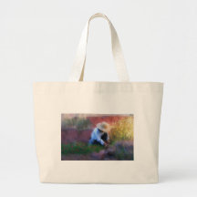 Guld- ljus tote bags