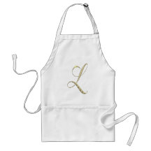 Guld- Monogram initialt L Förkläden