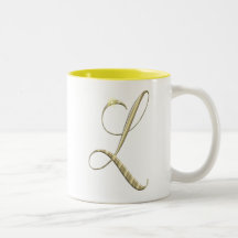 Guld- Monogram initialt L Kaffe Kopp