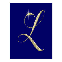 Guld- Monogram initialt L Vykort