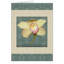 Guld- Orchid Hälsnings Kort