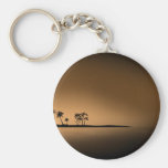GULD- ÖSOL för HANDFLATAN Palm-tree-island-sunset1 Nyckel Ring