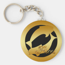 GULD- PISCES ZODIAC UNDERTECKNAR NYCKEL RINGAR