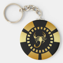 GULD- SCORPIONPOKERCHIP NYCKEL RING