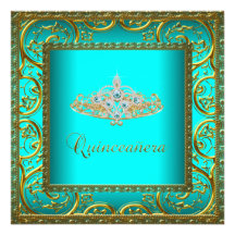 Guld- Tiara Quinceanera för krickablått Personliga Tillkännagivande