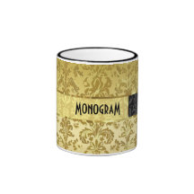 Guld tonar skräddarsy blom- damaster 2 för vintage kaffe muggar