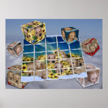 GULD- TRYCK FÖR COLLAGE FÖR RETRIEVERVALPBLOMMOR AFFISCHER