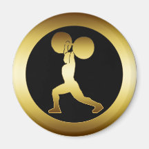 GULD- WEIGHTLIFTER MAGNET FÖR KYLSKÅP