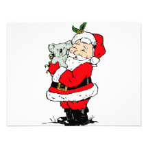 Gullig australiensisk jul Santa med koalaen Personliga Inbjudan
