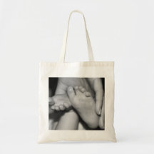 Gullig babyfot tote bags
