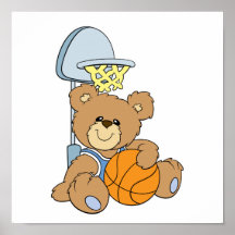 Gullig basketbjörn affisch