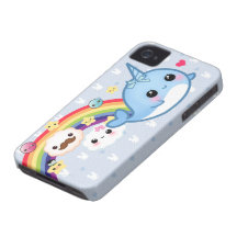 Gullig bebis som är narwhal med regnbågen, moln oc iPhone 4 Case-Mate case
