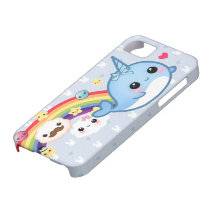 Gullig bebis som är narwhal med regnbågen, moln oc iPhone 5 fodral