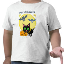 Gullig beställnings- Halloween svart katt & vänner T-shirts