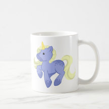 Gullig blått- och gultUnicorn Kaffe Muggar