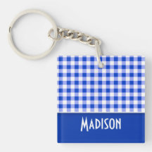 Gullig blåttGingham; Rutigt Keychain