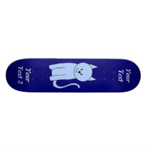 Gullig blåttkatttecknad skateboard deck