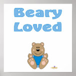 Gullig brun björnblåtthaklapp älskade Beary Posters