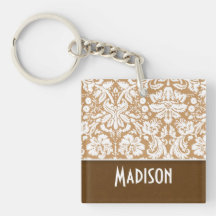 Gullig brunt, solbränd damast keychain