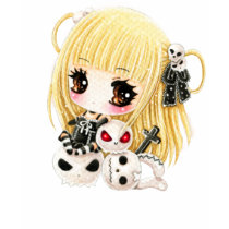 Gullig chibiflicka- och kawaiidöskallar