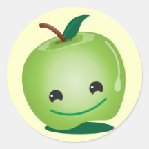 Gullig Cutie äpplekawaii Rund Klistermärke