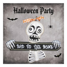 Gullig dåliga till bendamasthalloween fest personliga inbjudan
