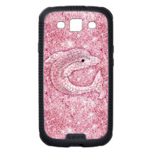 Gullig delfin, rosa fototryck för glitter