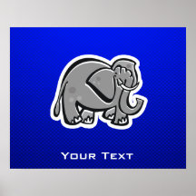 Gullig elefant; Blått Affischer
