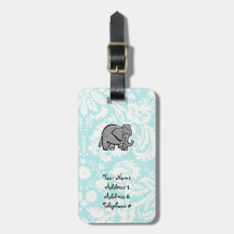 Gullig elefant; kricka bagageetiketter