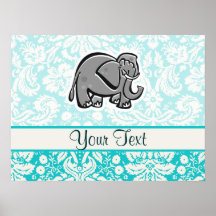Gullig elefant; kricka print