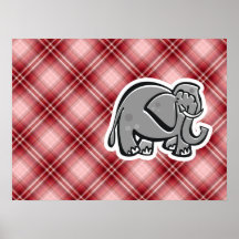 Gullig elefant; Röd pläd Affischer