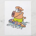 gullig enfaldig surfare som surfar den piggy grise flygblad
