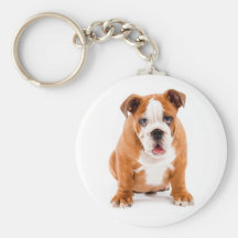 Gullig engelsk bulldoggvalp Keychain Nyckelring