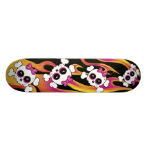 Gullig flammande döskallar skateboard decks