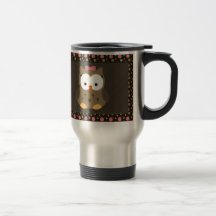 Gullig flickauggla med rosapilbågen kaffe muggar